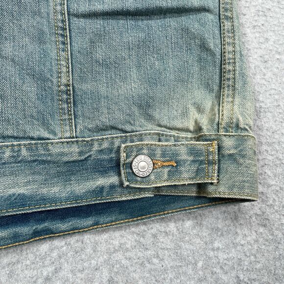 Levis Denim Trucker Vest Mens XL Blue Distressed Acid Wash Western Jacket 2013 - Picture 14 of 14